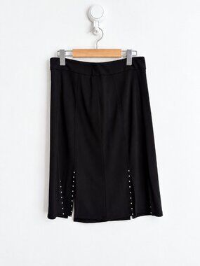 Vintage Joseph Ribkoff Black Rhinestone Slit Skirt Bling 8